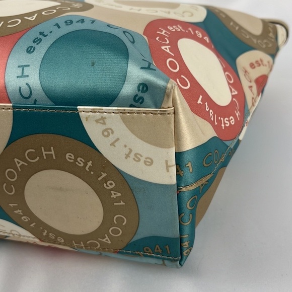 Coach Soho Sateen Multi-Color Circles Snaphead Tote w/Gold Trim No A1281-F19196 - Picture 15 of 16